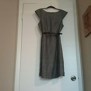 Navy stitch linen dress